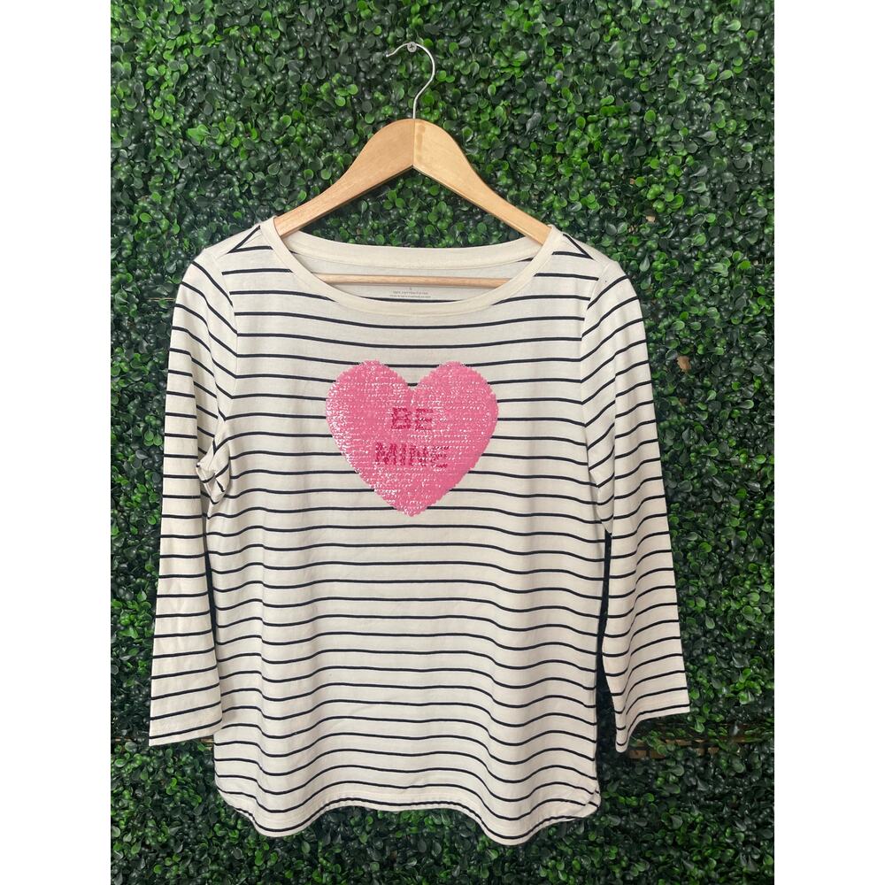 Talbots Blouse with Be Mine Sequence Heart Women’s Size S